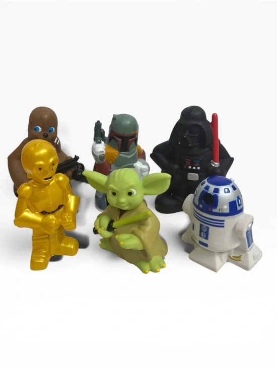Disney Parks Star Wars Bath Toys Lot C-3PO Vader Yoda R2-D2 Boba Chewbacca
