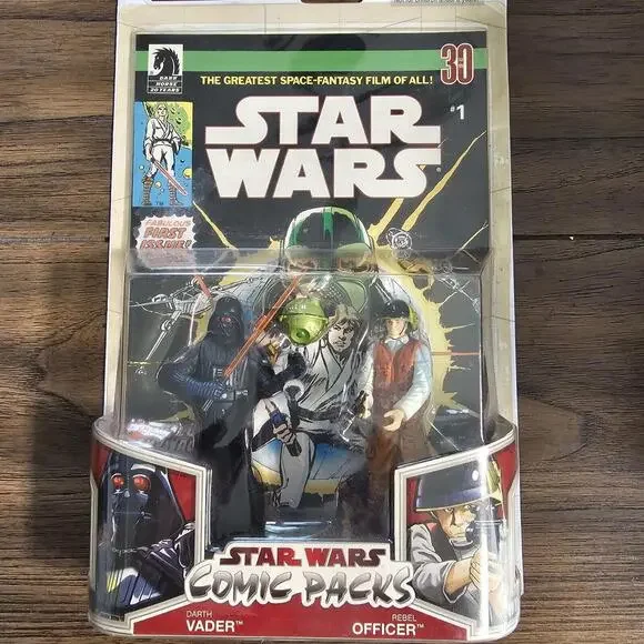 Star Wars 2 Pk Darth Vader & Rebel Officer Action Figures #1 Comic 2009 NIB