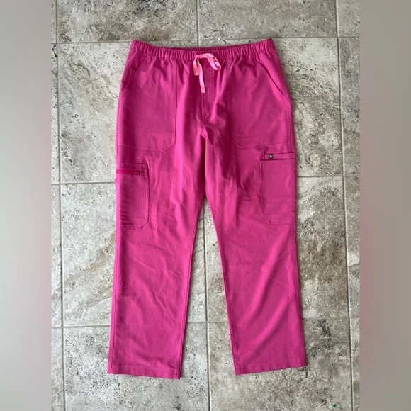 FIGS Men's Cairo Cargo Scrub Pants in Limited Edition F*ing Pink, size XL