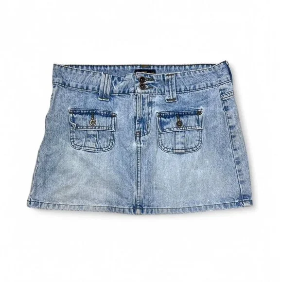 Vintage L.E.I. Low Rise Blue Denim‎ Mini Skirt Y2K Size 7