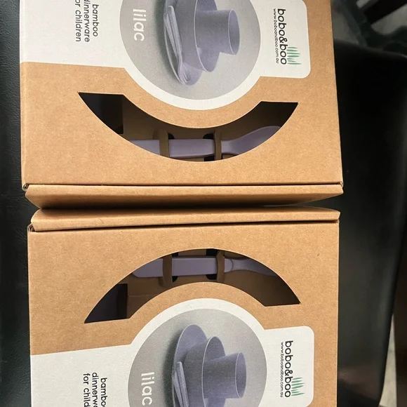 NEW 2 SETS- Lilac Bamboo Dinnerware for Children