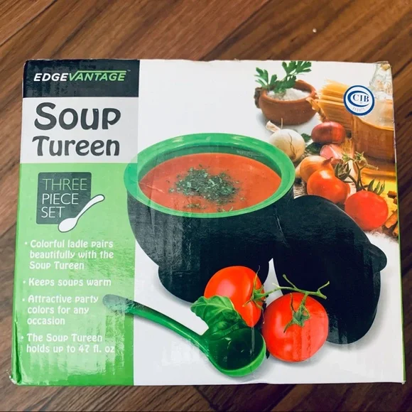 EdgeVantage Three Piece Set‎ Soup tureen with ladle NWOT