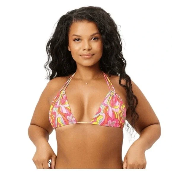 Frankie's Bikinis‎ x Hailee Steinfeld Far Out Sand Halter Bikini Top Pink Large