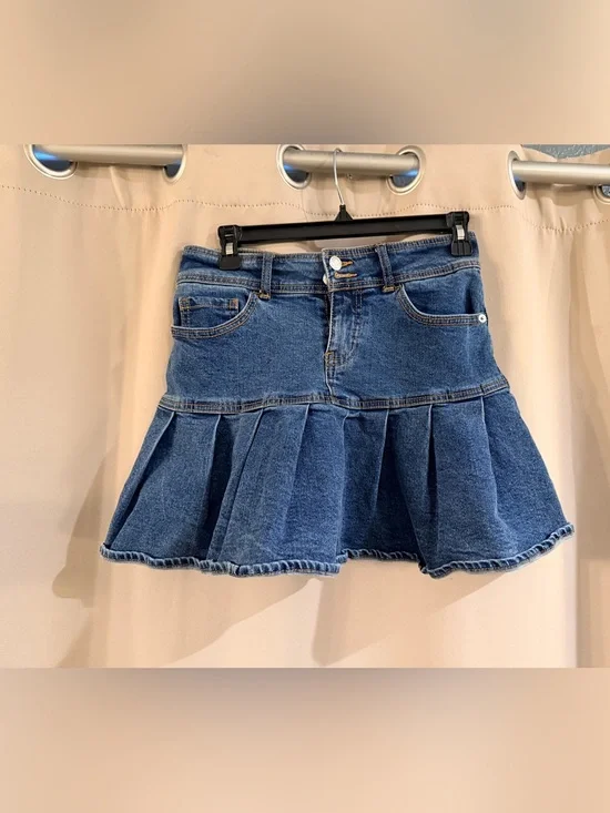 Wild Fable Denim Pleated Mini Skirt in Blue