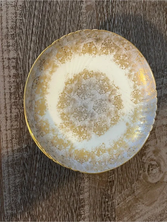 Antique Jean Pouyat Limoges Gold Chintz 6