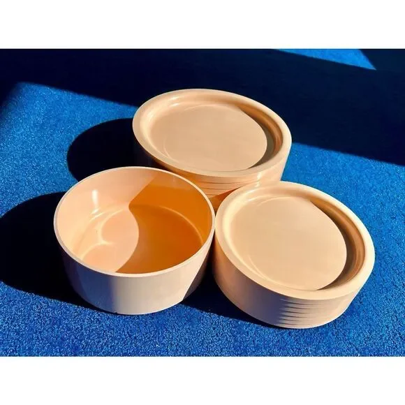 15 Piece Plate & Bowl Kasen Peter Pan Indiana Peach Plastic Melmac Melamine Set
