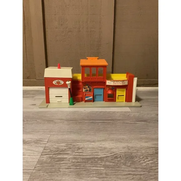 Vintage Fisher Price Little People Play Village With Theater & Restaurant Set