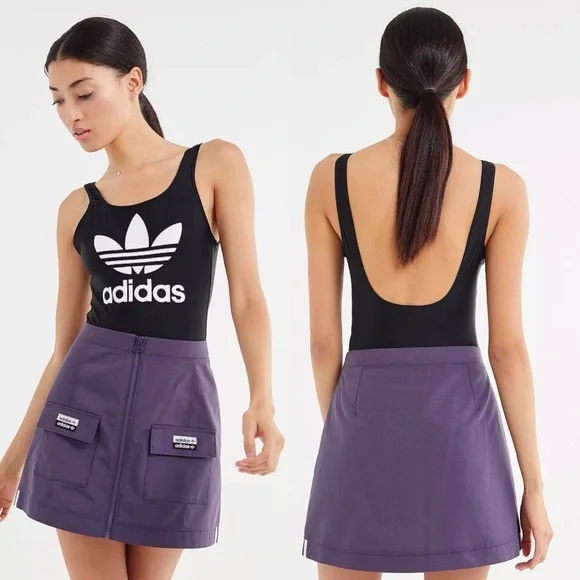 Adidas Originals Reveal Your Voice Ripstop Zip-Front Mini Skirt Purple Size M