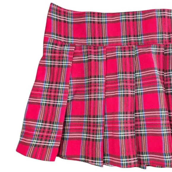 Hot Topic Red Plaid Mini Skater Skirt - L