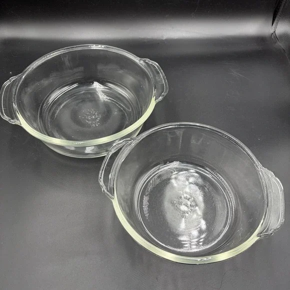 Vintage Fire-King Anchor Hocking Clear‎ Glass 1 Q 1.5Qt Baking Dishes USA  Set 2