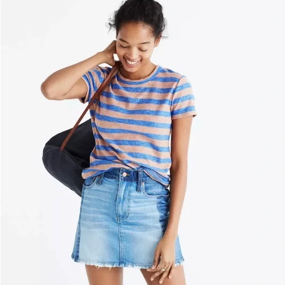 Madewell Pieced McCarren A-Line Denim 2-Tone Jean Skirt Size 29