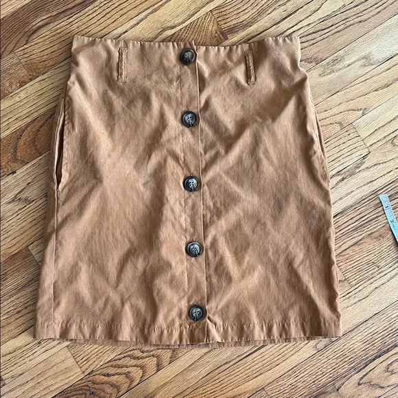 miami Button-Front Mini Skirt in Brown-Tan
