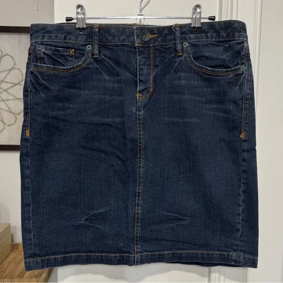 {Converse One Star} Blue Vintage Braided Trim Low Rise Denim Jean Mini Skirt