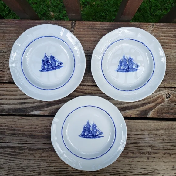 (3) Georgetown Collection by Wedgewood 'American Clipper' SHIP Salad Plates - 8