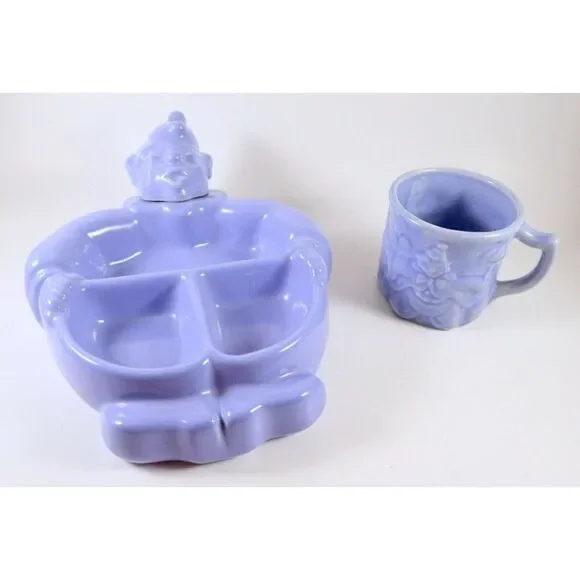 VTG 1940s Hankscraft Clown Baby Food Warmer and Cup Set Red Wing Gerber Nursery