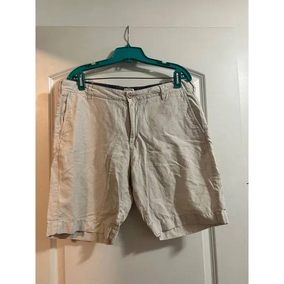 Faherty Men's Linen Cotton Blend Shorts Beige Stone Size 34 MBC0007STN Inseam 9
