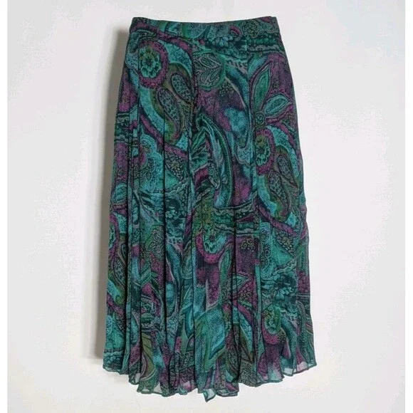 Coldwater Creek Midi Skirt Plus Sz 18 PXL Paisley Flowy Boho Fairy Elastic Waist