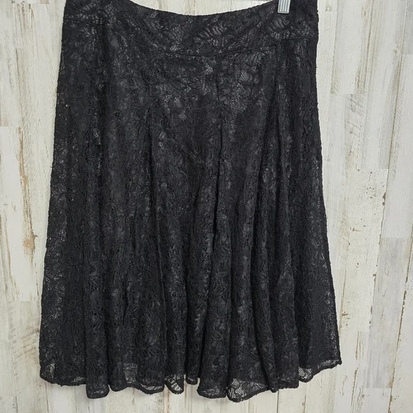 Grace Elements Victoria Black Romantic Sheer Floral Lace Skirt Size 6