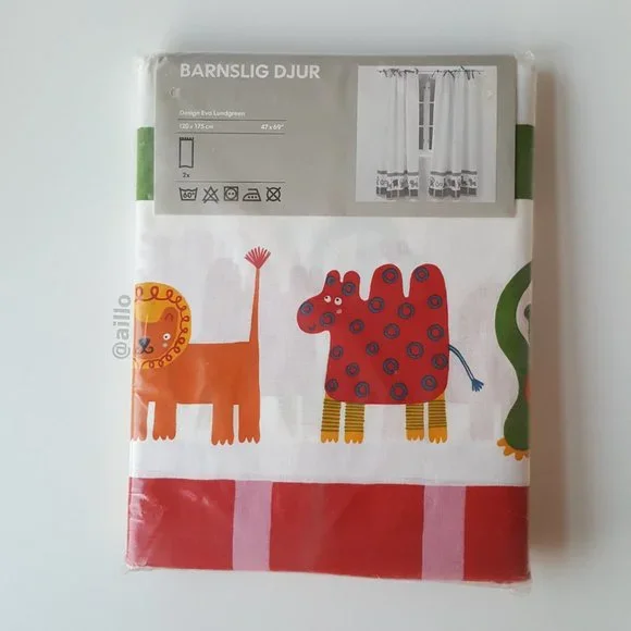 IKEA 1 Set BARNSLIG DJUR Curtains