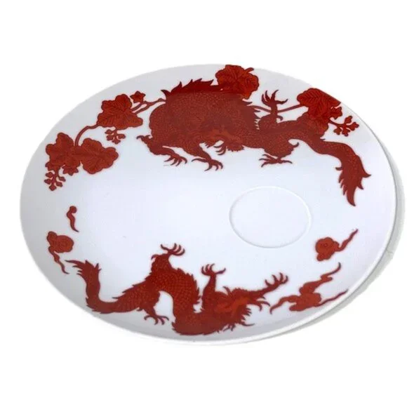 TEMPLE DRAGON by Fitz & Floyd Snack Plate with Saucer Slot 9.25 inch Diameter