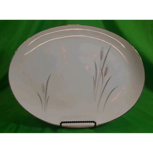 Platinum Wheat‎ Fine China Made In Japan Oval Serving Platter 14