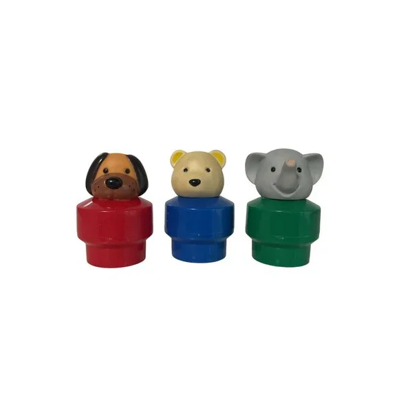 Vintage Fisher Price Chunky Little People figures Dog Elephant Bear