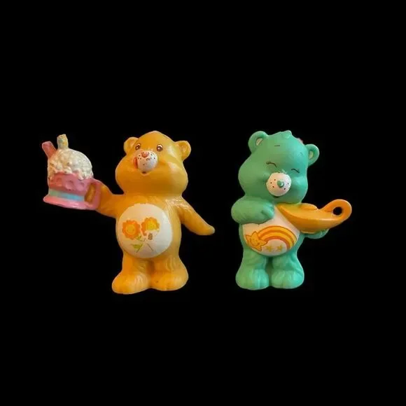 Set of 2 Care Bears Mini Figurines Wish Bear Friendship Bear