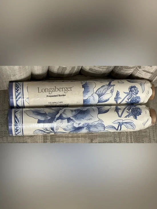 2 Longaberger Prepasted Wallpaper Scalloped Border Provincial Cottage 8.75