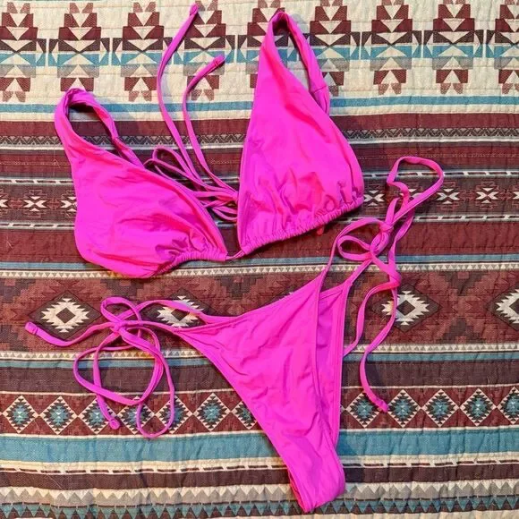 Frankie's Bikinis Hot Pink bikini set