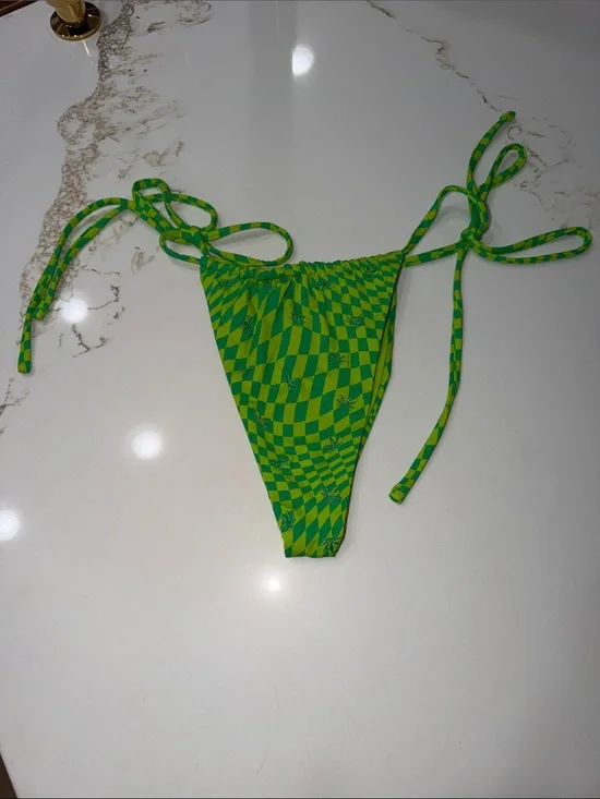 Frankie's Bikinis Tia Bikini Bottom in Green Creative Sativa | L