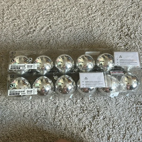IKEA Christmas Ornaments - 2 pack of 6 each silver balls