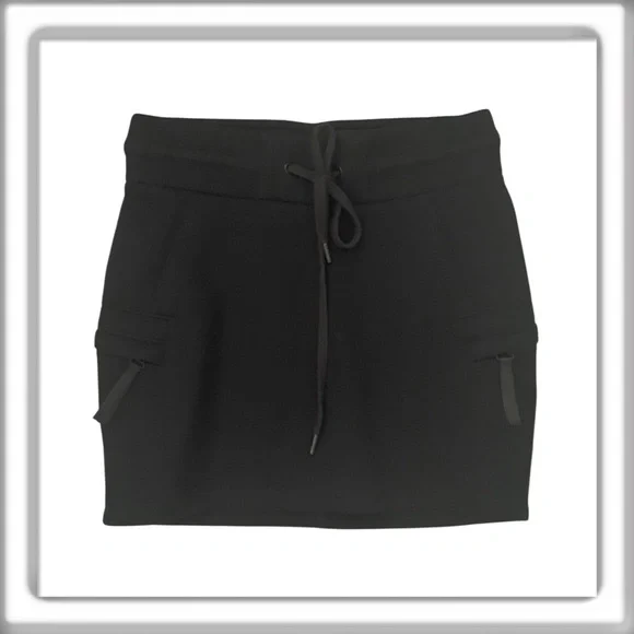 Helmut Lang Modal Black Mini Skirt Drawstring Waist Cargo Pockets Size XS