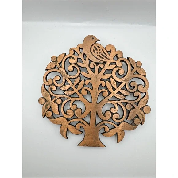 Tree Of Life Trivet Copper Bird Dove Retro‎ Wall Hanging Decor 1970s