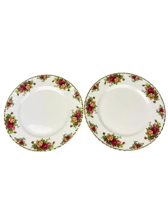 Royal Albert Old Country Roses Set (2) Dinner Plates 10.25