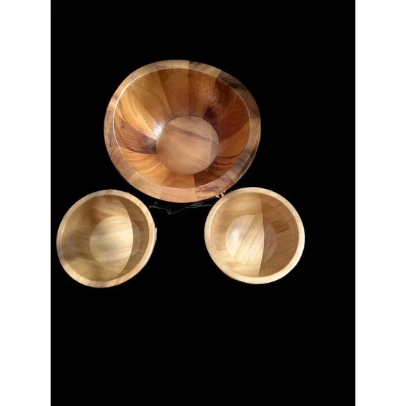 Wood Serving Bowl with 2 IKEA small Bowls