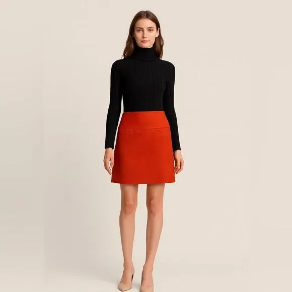 GAP Women’s Orange Wool Lined Zip Up Mini Skirt Size 4