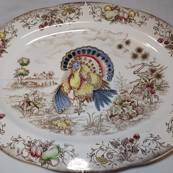 Vintage Turkey Thanksgiving Platter Made In Japan Measures 18x14‎
