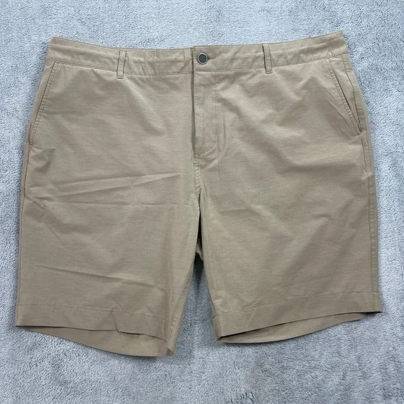 Faherty Shorts Mens 42 Khaki All Day Shorts Hybrid MSC0012 Flat Front Stretch