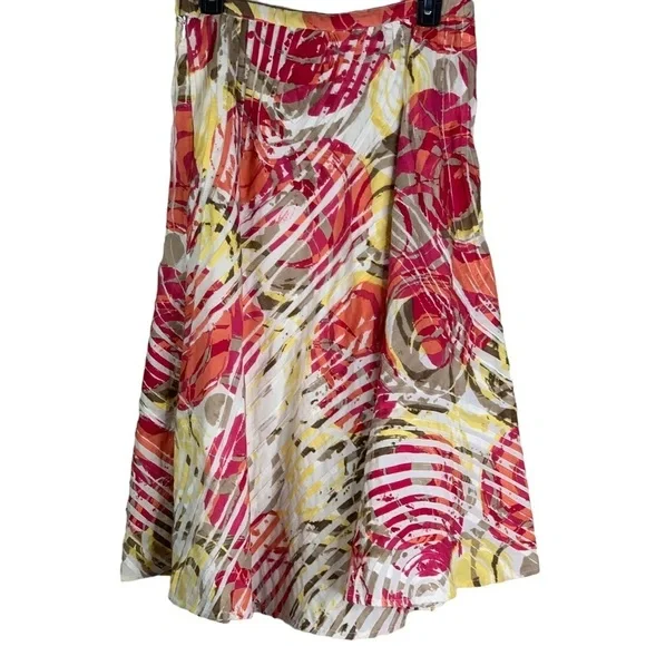 Chico’s Gorgeous Colorful Full Circle Skirt Lined 100% Cotton Size Small (4-6)