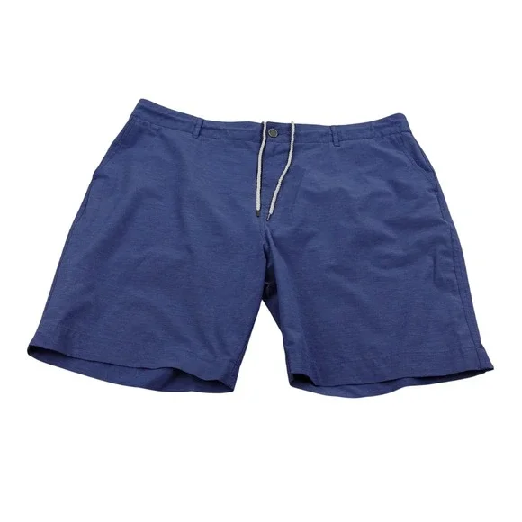 Faherty All Day Shorts Mens 42 Blue Drawstring Flat Front Pocket Comfort Organic