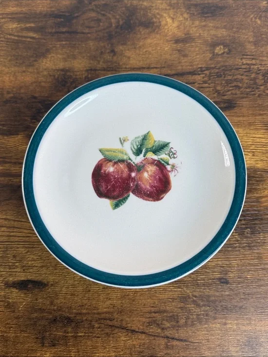 Casuals Teal-Rim Apple Motif Desert Plates Set Of 5