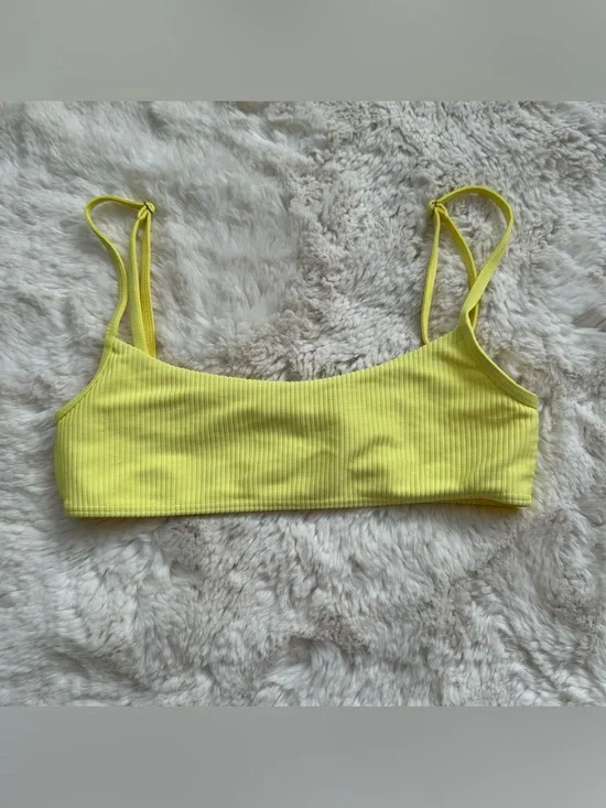 Frankie’s Bikinis Yellow Ribbed Bikini Top