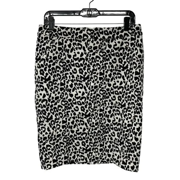 Ann Taylor Womens Black White Animal Print Straight Pencil Skirt Size 10 Career