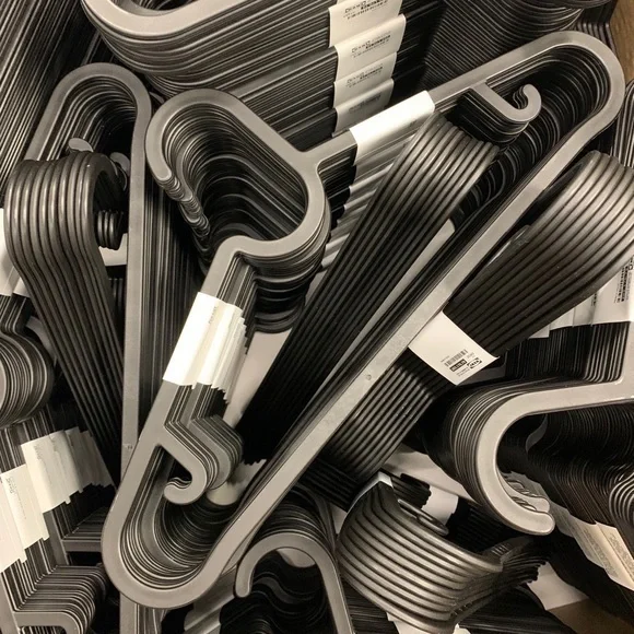 Set of 10 Ikea black plastic closet hangers sturdy
