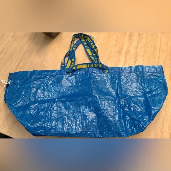Bundle of 2 Large and Durable IKEA Blue Shopping Bags