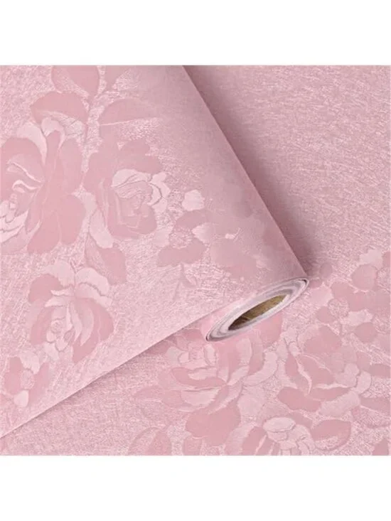 Pink Silk Embossed Floral Peel Stick Wallpaper Self Adhesive Nursery Bedroom