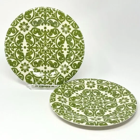Pier1 Imports Royal Regal Trellis Lime Green Melamine 8.5” Salad Plates Set Of 2