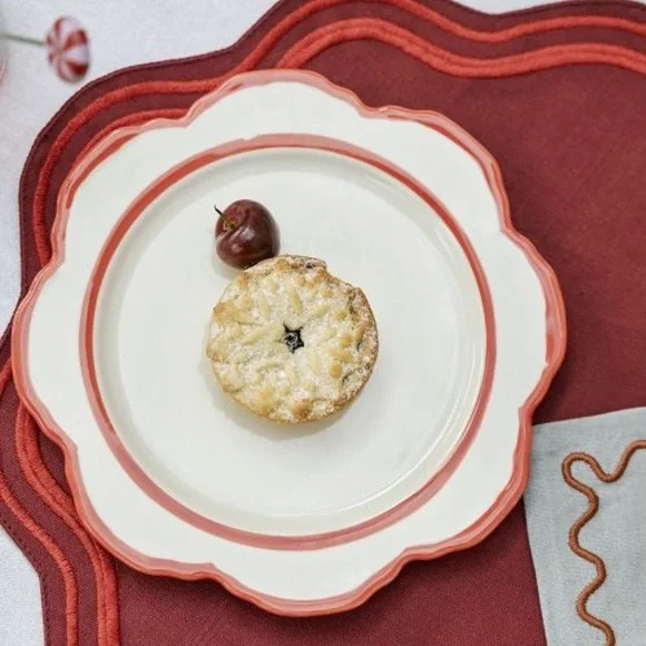 Anthropologie Lyla Red & White side plates