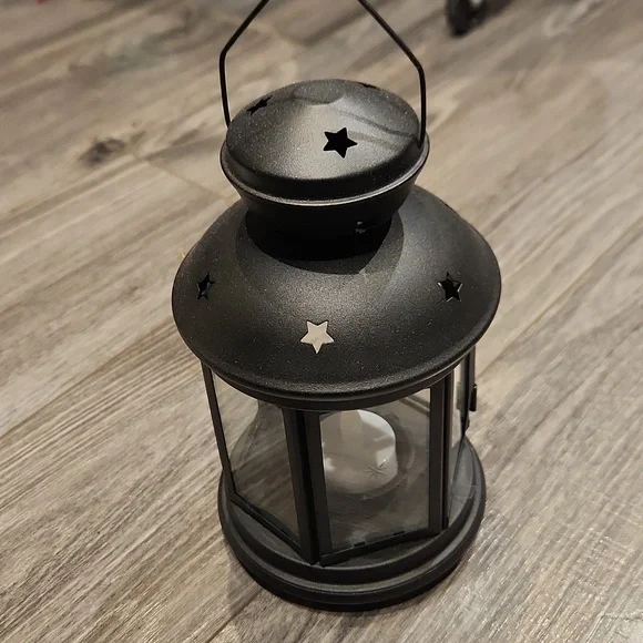 NWT IKEA Black Metal Lantern Tea Light Candle Holder