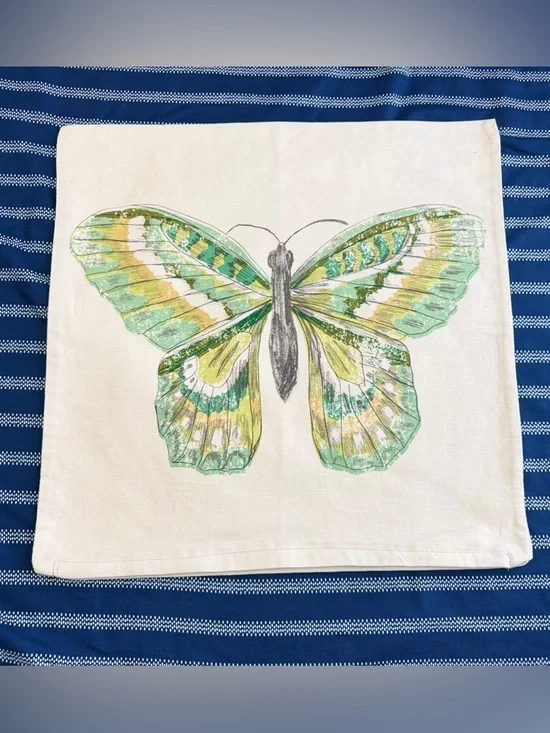 IKEA Butterfly Pillow Cover Set in Green and Yellow